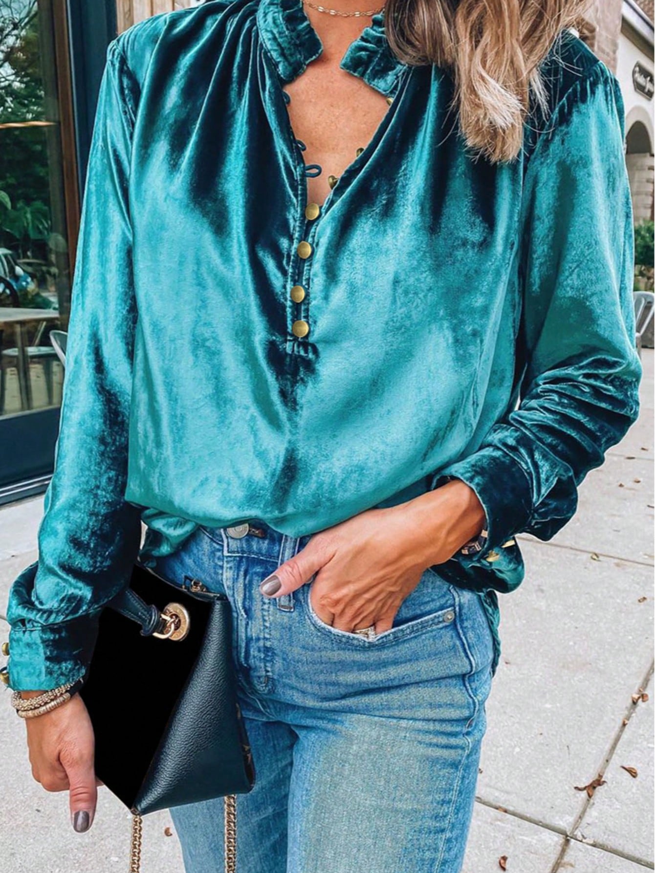 Boho Retro Vintage 60's Velvet Velour Red Grey Charcoal Drop Sleeve Balloon Puff Loose Party Shirt Blouse