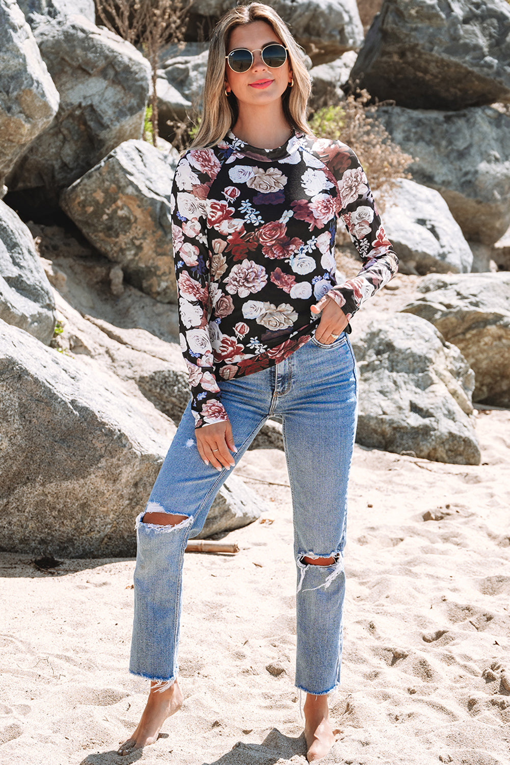 Threaded Pear Robin Sleeve Slim top Long Sleeve Top