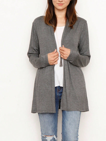 Boho Vintage Stripe Grey Violet Light Weight Three Quarter Sleeve  Knit Slouch Kimono Cardigan