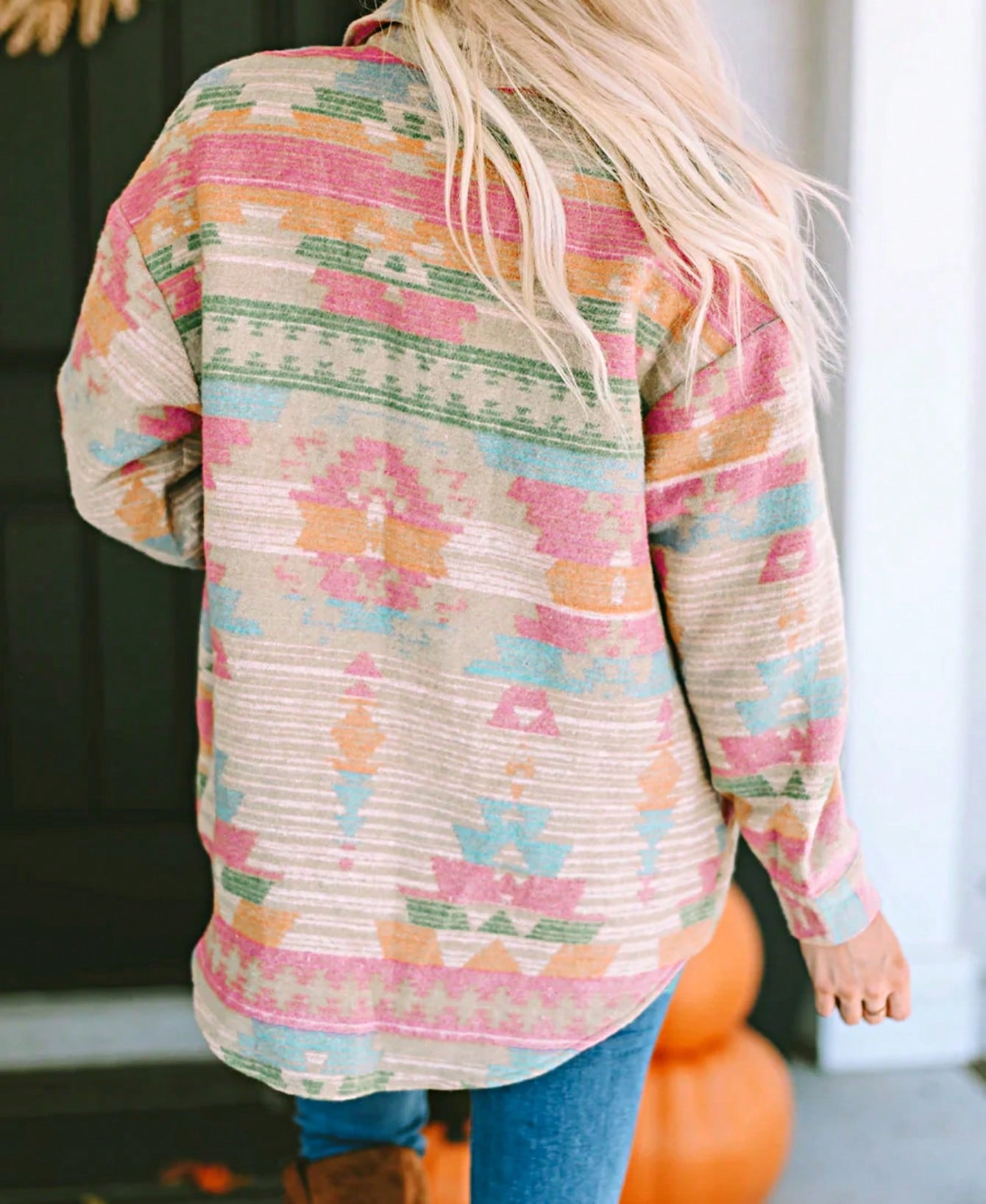 Women Cute Boho Vintage Knitted Fabric Lapel Regular Sleeve Flared Hem Shirt With Ruffle Details For Casual Wear
