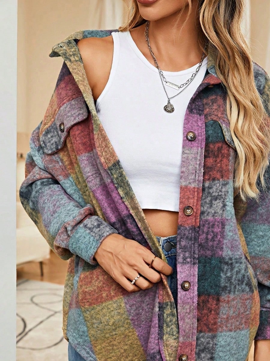 Women Cute Boho Vintage Knitted Fabric Lapel Regular Sleeve Flared Hem Shirt With Ruffle Details For Casual Wear