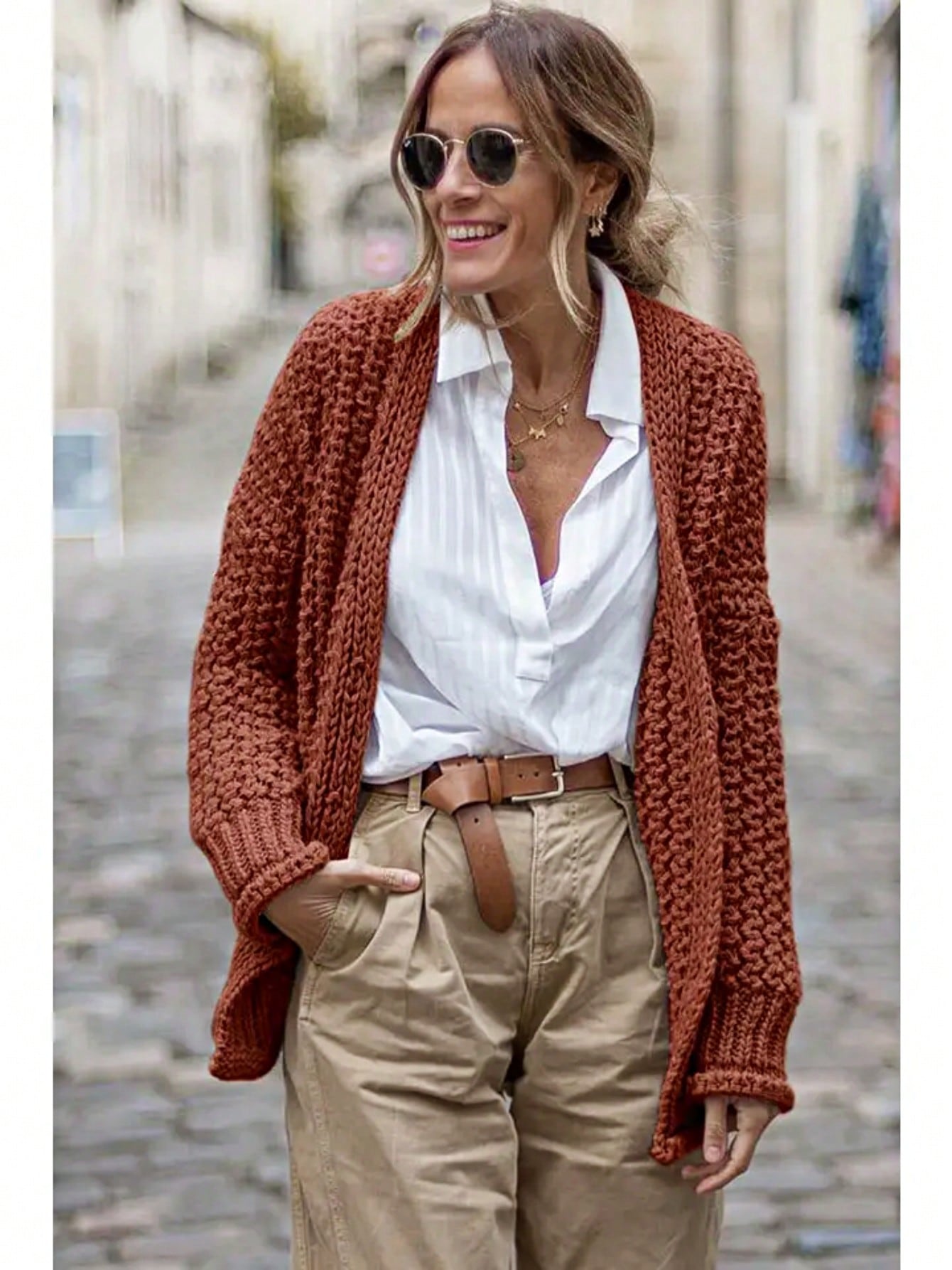 Boho Retro Crochet Knit Hollow Light Weight Dolman Batwing Sleeve Oversized Boyfriend Cardigan