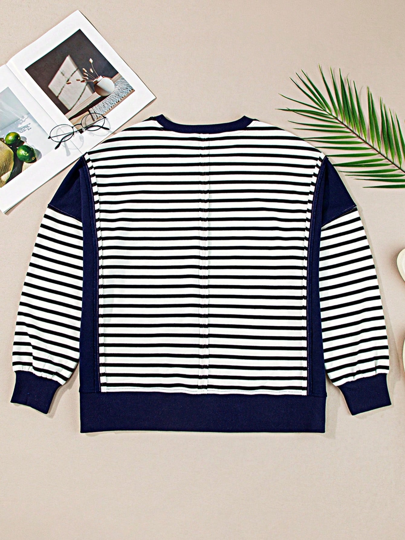 Boho Retro 90's Cotton Mix  Drop Shoulder Stripe Raglan Oversized Side Slit Dolman Shirt Top  Sweatshirt Pullover