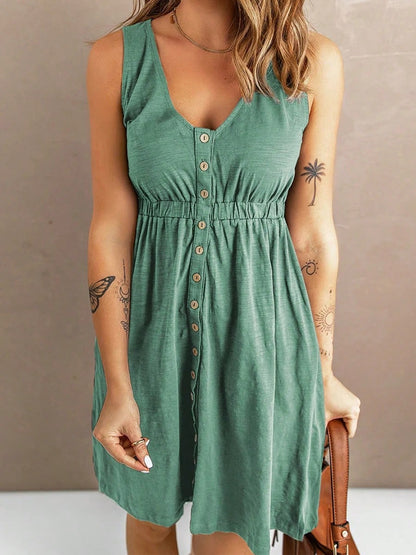 Boho Retro Sage Green  Solid Frilled Seam Round Neck T Shirt Elegant Classic  Shirred Ruffle Puff Versatile  Mini Dress For Women