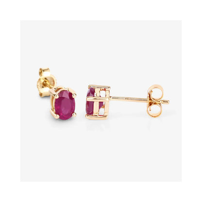 1.04 Ct Oval Pink Ruby Prong 10K Gold Stud Earrings