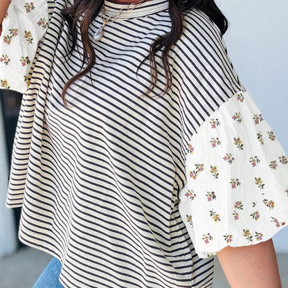 Boho Retro 90's Cotton Mix  Drop Shoulder Stripe Raglan Oversized Side Slit Dolman Shirt Top  Sweatshirt Pullover