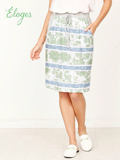 Boho Retro Knee Length Skirt Ditsy Floral