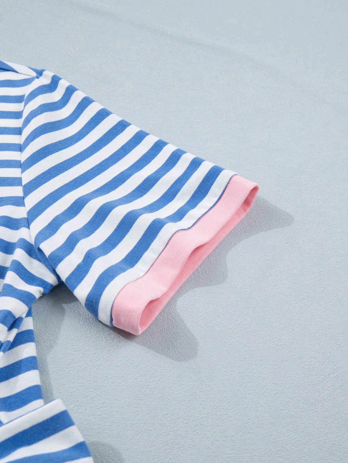 Cotton Stripe Nautical Tie Contrast Trim Round Neck T Shirt Mini Dress