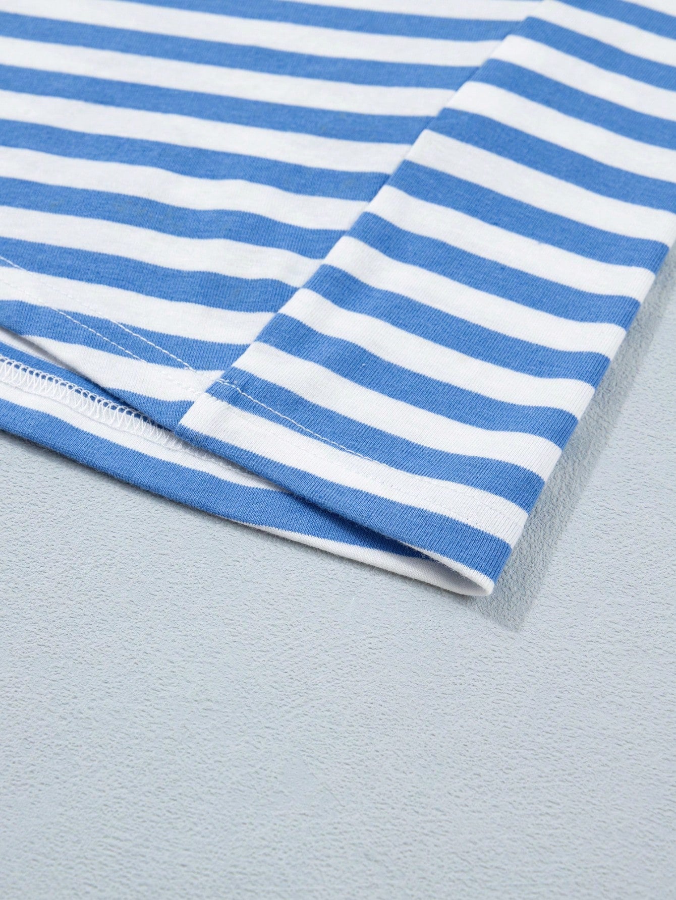 Cotton Stripe Nautical Tie Contrast Trim Round Neck T Shirt Mini Dress