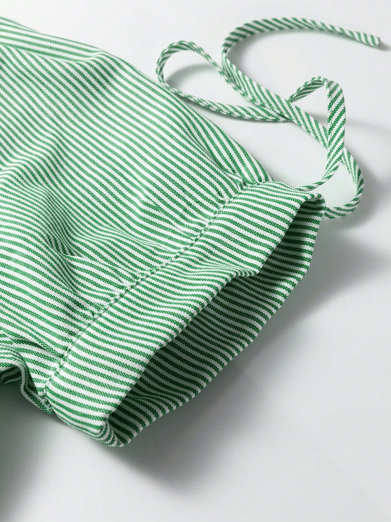 Cotton Mix Mint Green Striped V Neck Collared Bubble Sleeve Blouse