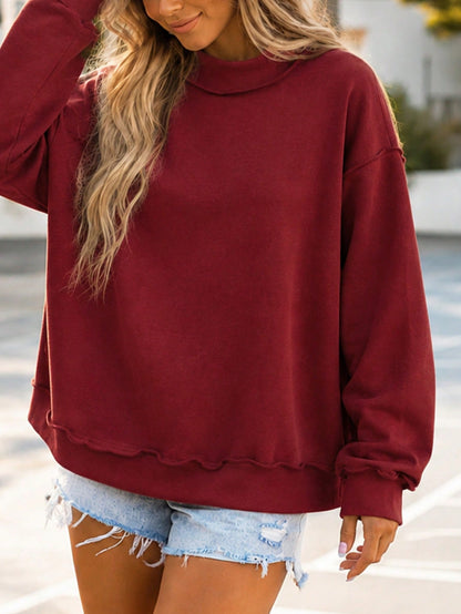 Mock Neck Boho Retro 60's Cotton Drop Shoulder Mock Neck Oversized Mock Neck DolmanTop  SweatShirt