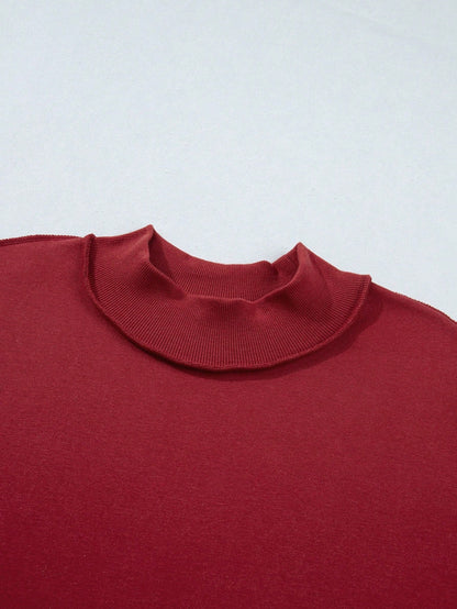 Mock Neck Boho Retro 60's Cotton Drop Shoulder Mock Neck Oversized Mock Neck DolmanTop  SweatShirt