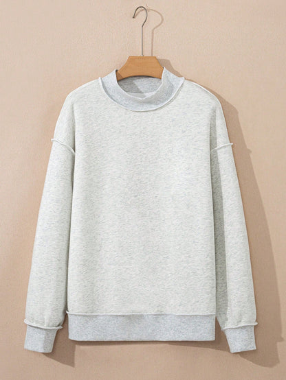 Mock Neck Boho Retro 60's Cotton Drop Shoulder Mock Neck Oversized Mock Neck DolmanTop  SweatShirt