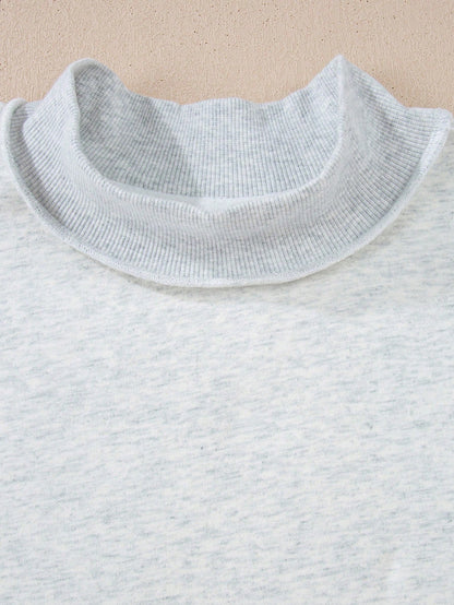 Mock Neck Boho Retro 60's Cotton Drop Shoulder Mock Neck Oversized Mock Neck DolmanTop  SweatShirt