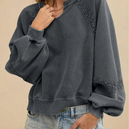 Boho Retro 60's Cotton Mix  Drop Shoulder Mineral Acid Washed Oversized Raglan Dolman Sweat Shirt