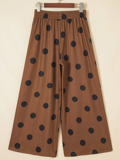 Pocket Polka Dot  Wide Leg Lounge Vintage Charcoal Navy Black Sage Log Pants Small To 3 XL Plus