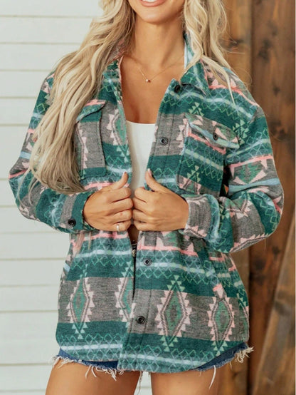 Boho Retro Green Western  Drop Shoulder Brushed Pocket Front Button Up Plaid Mustard Mint Burgundy  Oversized Shacket Cardigan