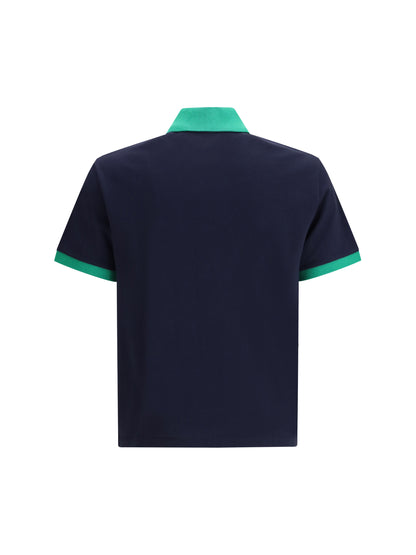 Polo Shirt Cotton Dark Navy/Bright Emerald