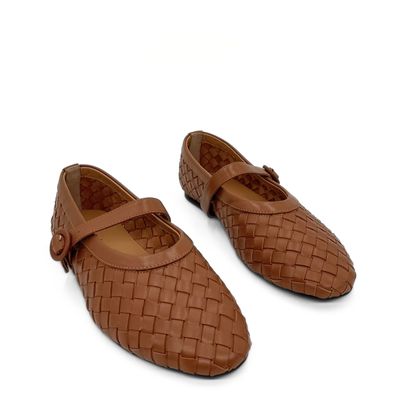 Rena Woven Mary Janes - Brown