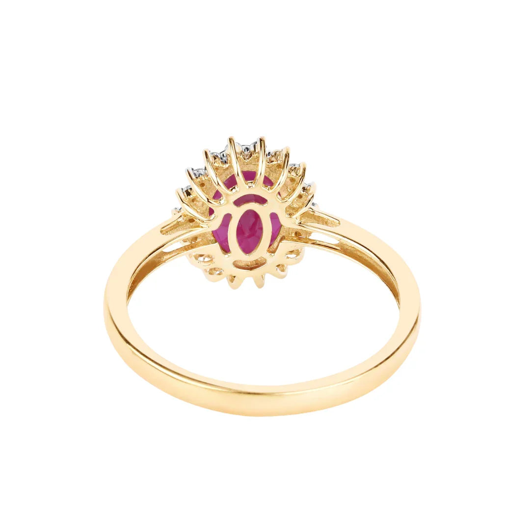 1.44 Ct Oval Pink Ruby Diamond Prong 10K Gold Halo Ring