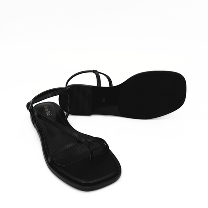 Maxy Asymmetric T-Strap Sandal - Black