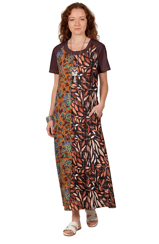 Rust Multicolor Abstract Leaf Print-