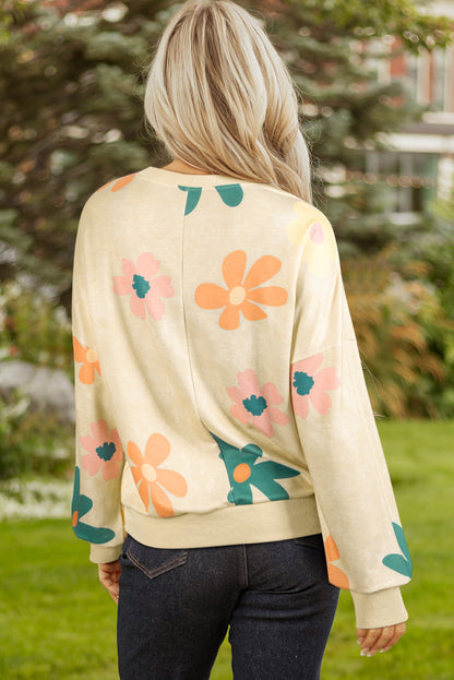 Threaded Pear Abigail Terry Flower Print Sweatshirt