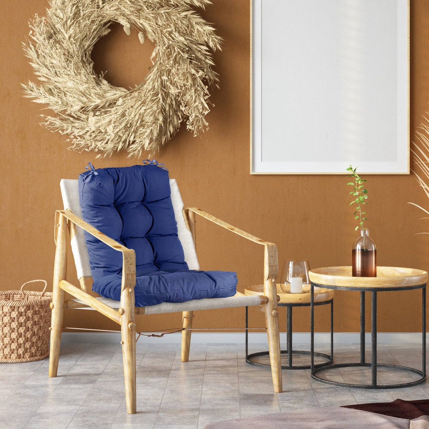 2Pcs Rocking Chair Cushion Upper And Lower Back And Seat Sets with Non-Slip Ties Polyester Fiber Filling Comfortable for Indoor Home Office Car