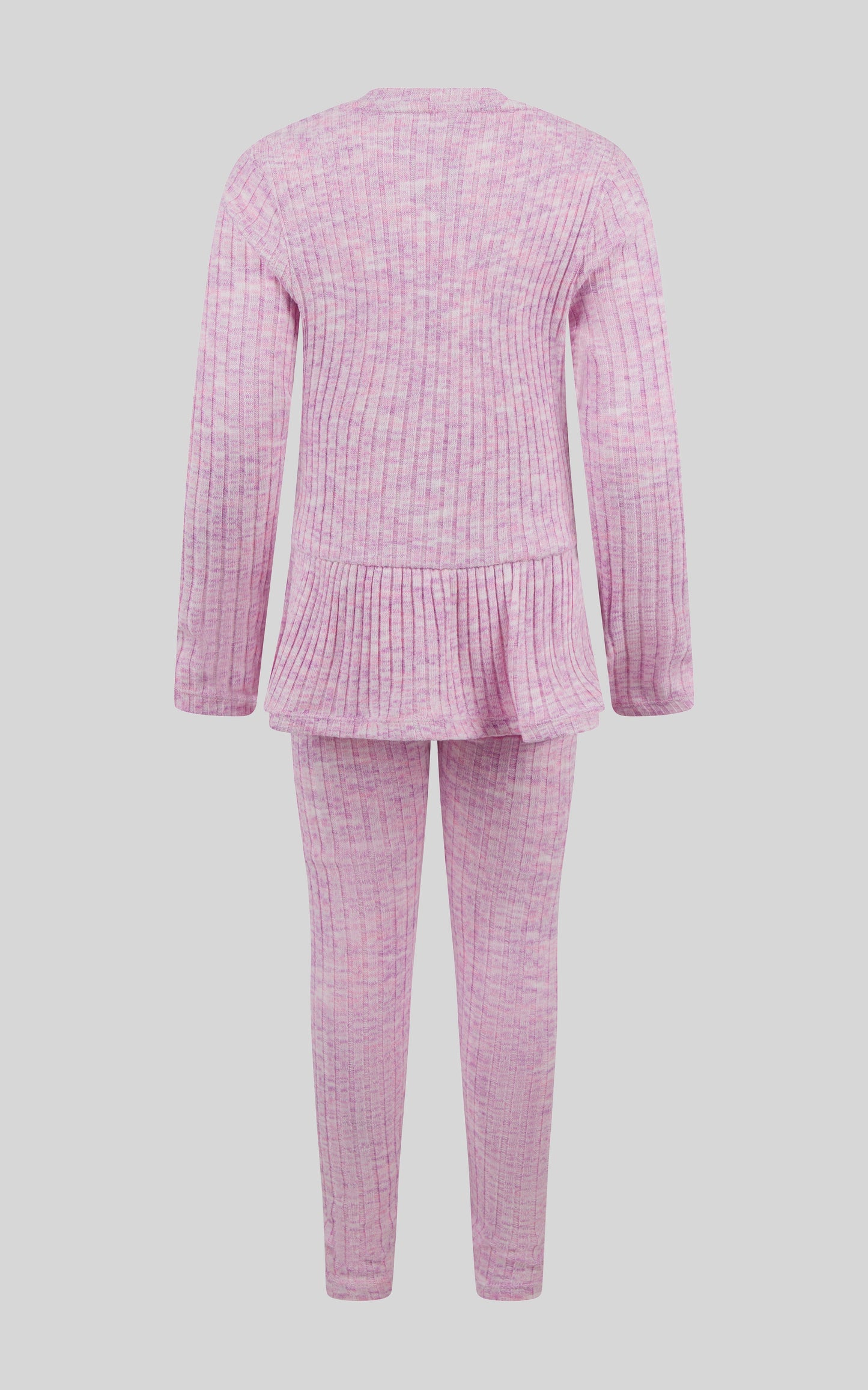 4-6X 2 PC Ribbed Space Dye Peplum Pullover + Legging Set