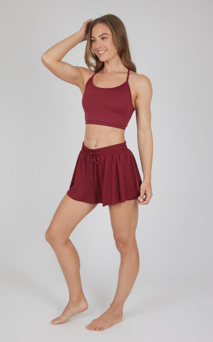 2 PC Seamless Bra and Ribbed 2 in 1 Running Short - Our Petal Tone Story