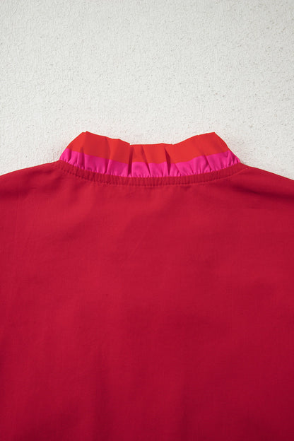Threaded Pear Luciana Ruffled Short Sleeve Blouse
