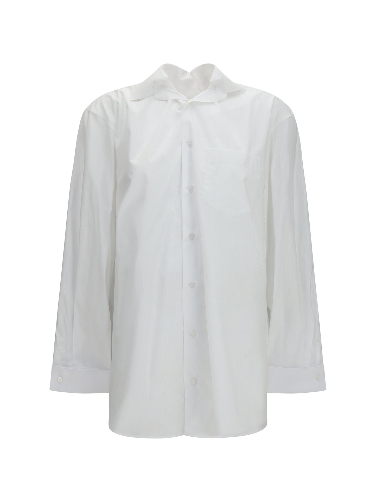Shirt Elasticated Collar White Pinstripes