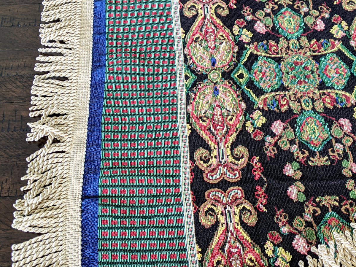 Tache Elegant Black Ornate Paisley Woven Tapestry Tablecloth (18192)