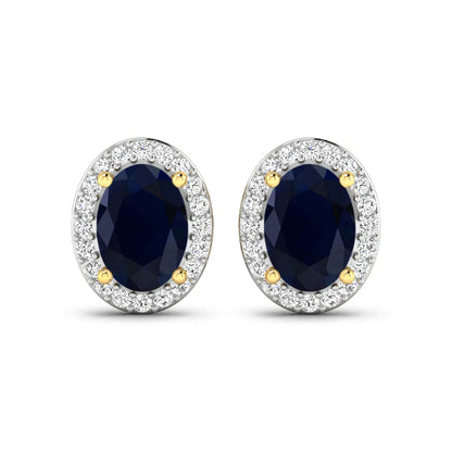 Genuine Diamond and Blue Sapphire Studs