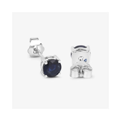 1.30 Ct Round Blue Sapphire Prong 10K Gold Stud Earrings
