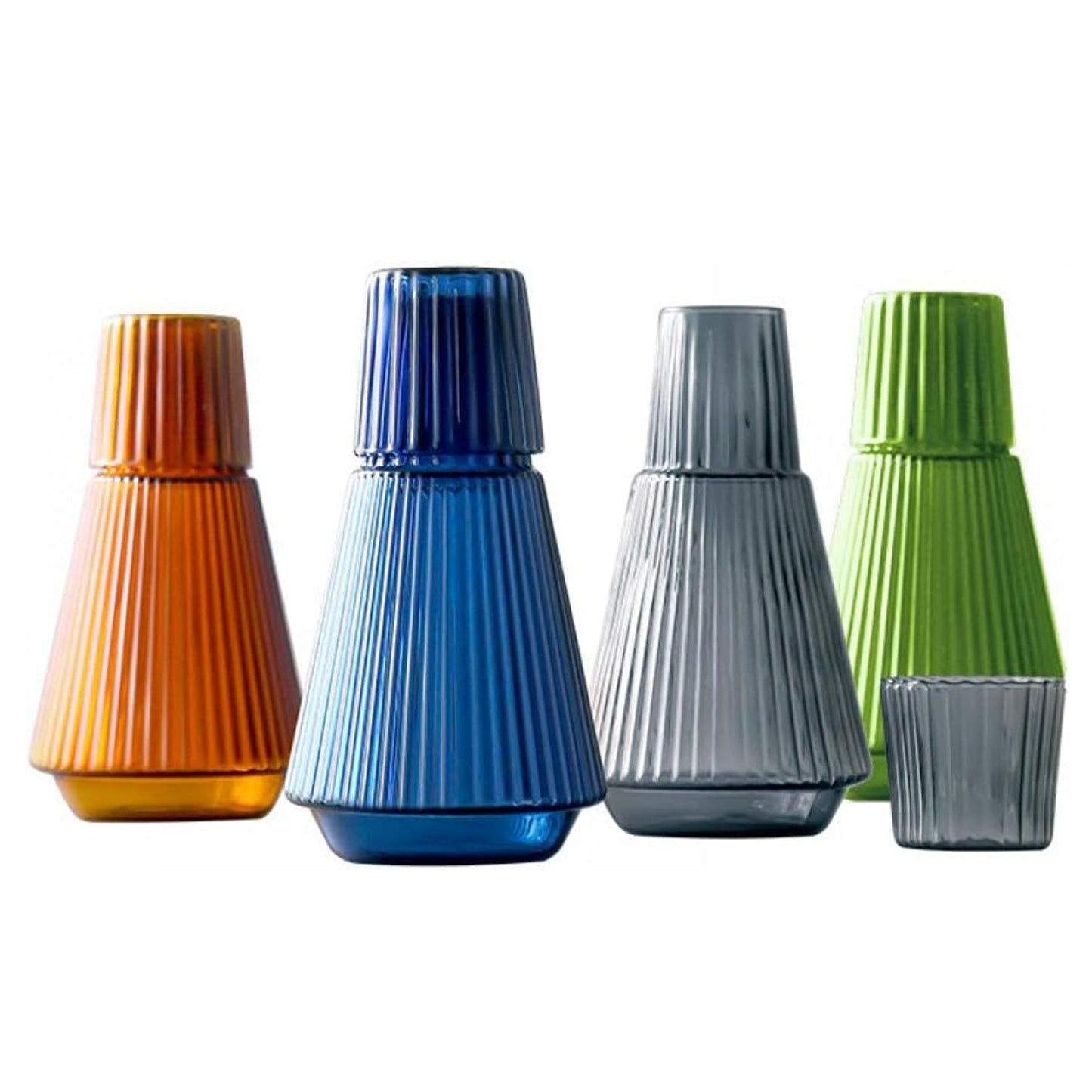 Jay Companies Vintage Ribbed Blue  2 Pc Water Carafe Set: Bottle, Cup