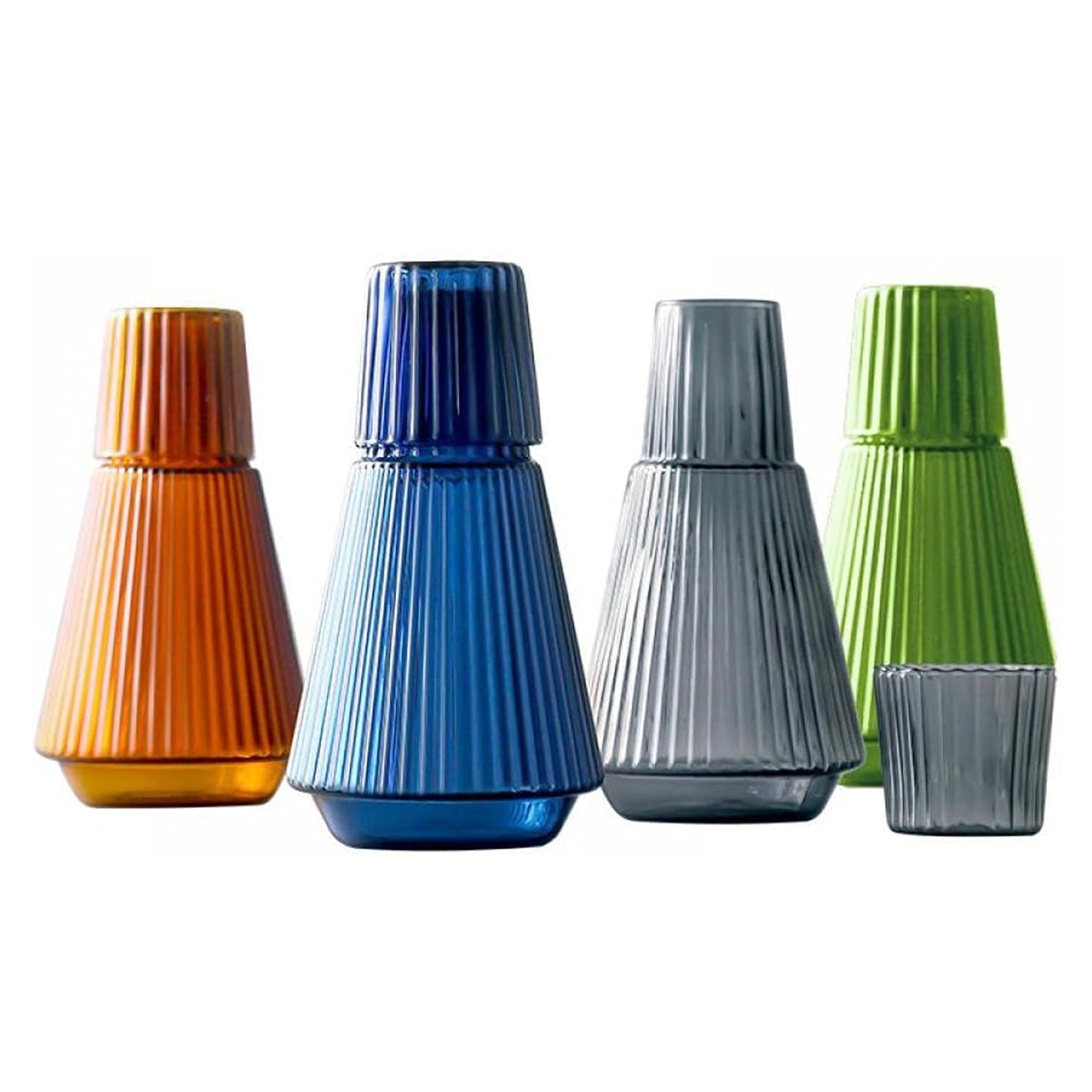 Jay Companies Vintage Ribbed Gray  2 Pc Water Carafe Set: Bottle, Cup