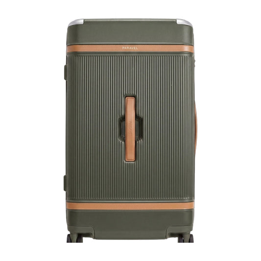 Paravel Aviator Trunk Checked Spinner Suitcase Travel Luggage Safari Green