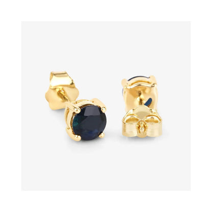 1.30 Ct Round Blue Sapphire Prong 10K Gold Stud Earrings