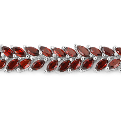 Rhodium Over Silver Garnet Tennis Bracelet