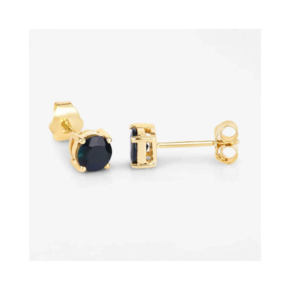 1.30 Ct Round Blue Sapphire Prong 10K Gold Stud Earrings