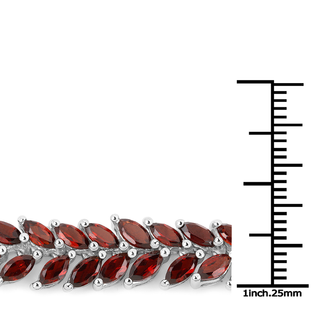 Rhodium Over Silver Garnet Tennis Bracelet