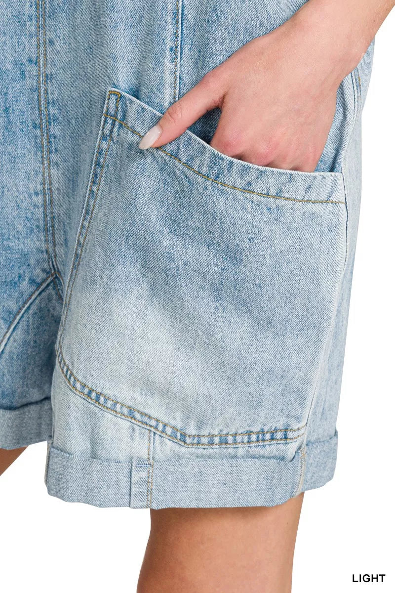 Zenana Denim Short Overalls