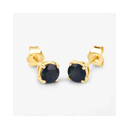 1.30 Ct Round Blue Sapphire Prong 10K Gold Stud Earrings
