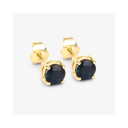 1.30 Ct Round Blue Sapphire Prong 10K Gold Stud Earrings
