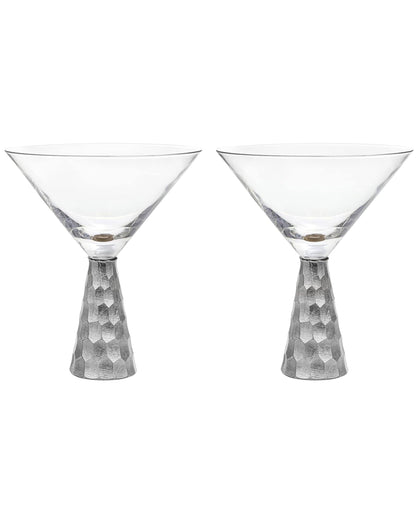 Jay Companies Daphne Silver Set Of 2 Martini Glasses 8.79 Oz.