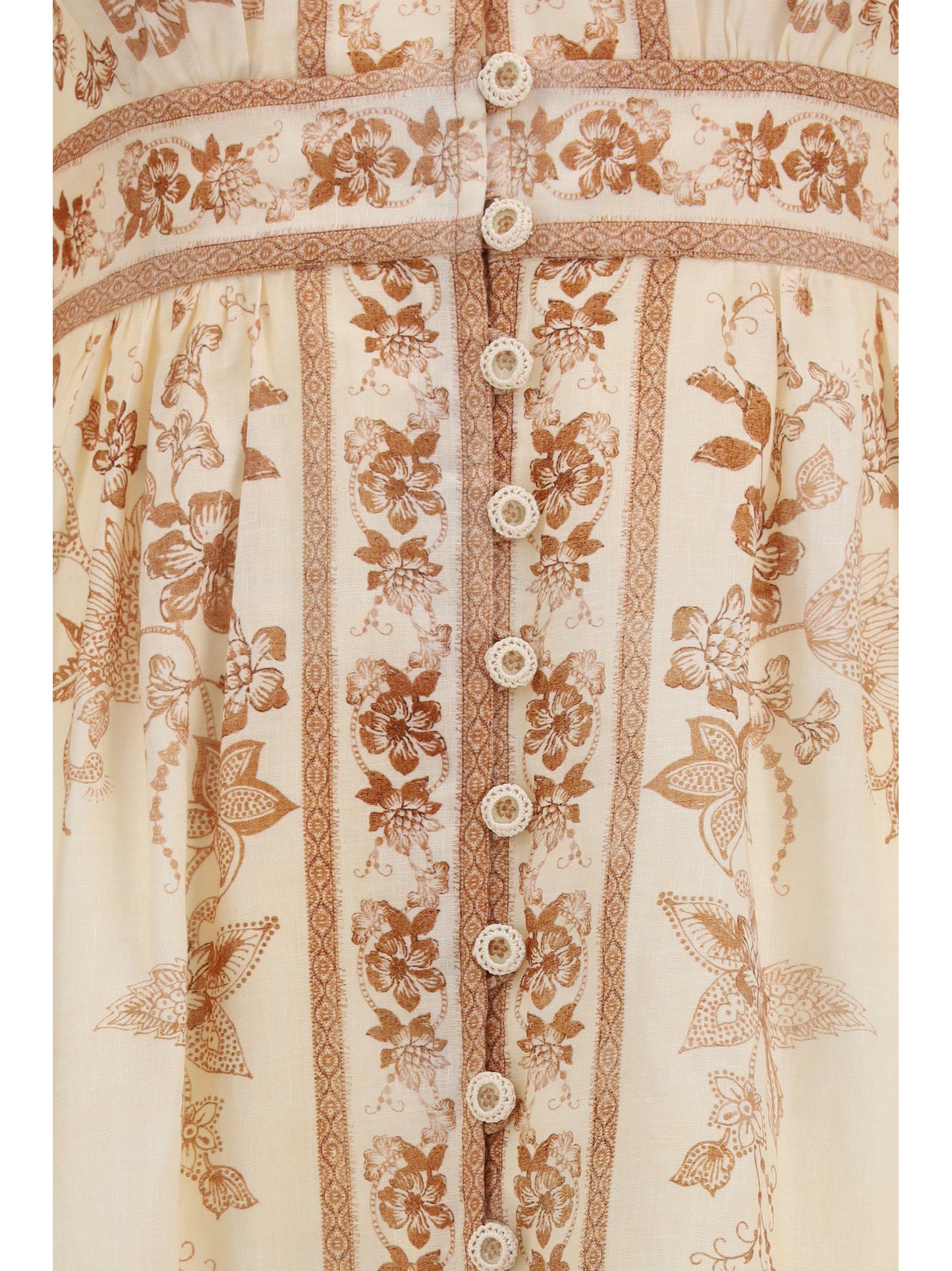 Dress Indra Plunge Cream Tan Floral