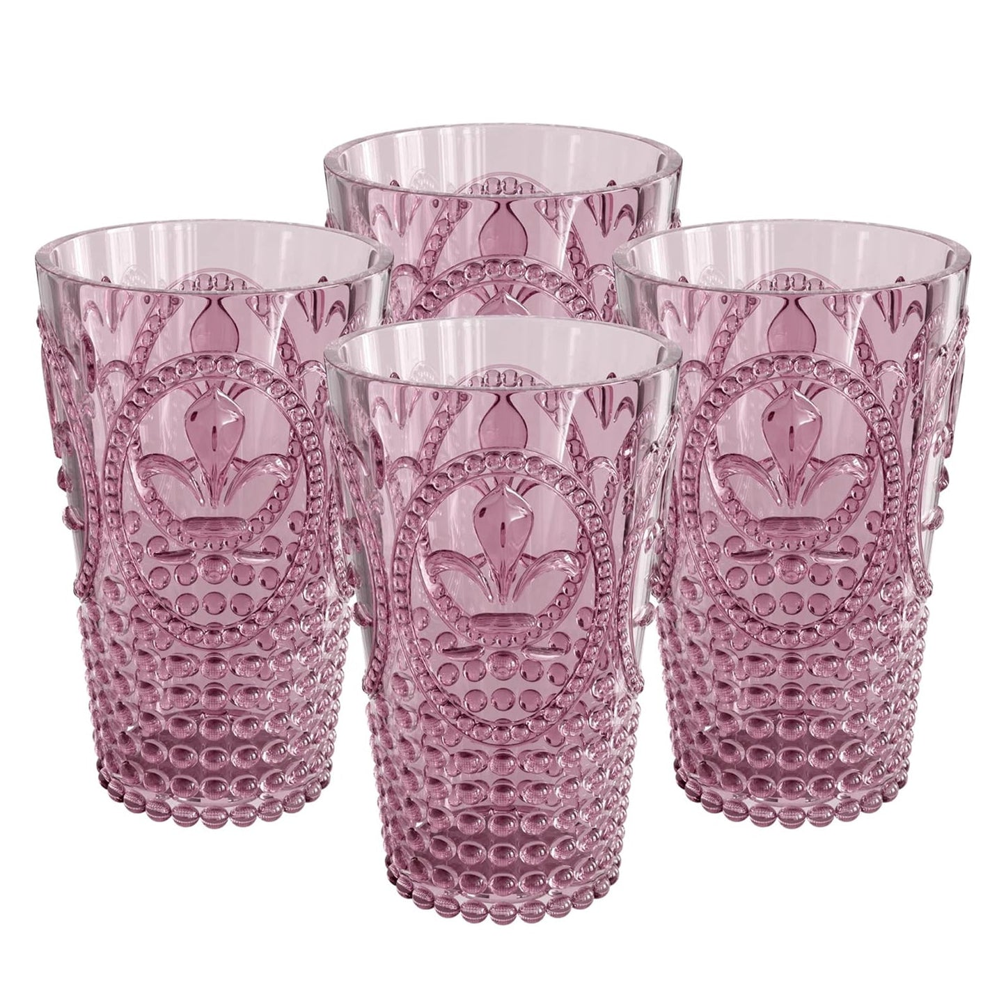 Jay Companies Plum Fleur De Lis Drink Tumblers (Set Of 4) - 25.3 Oz
