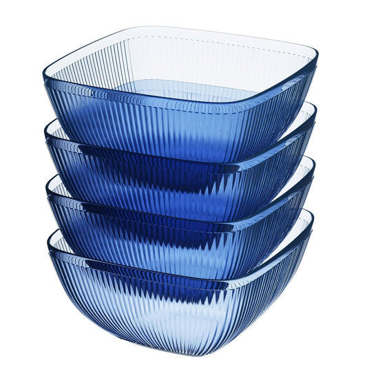 Jay Companies Set Of 4 Ribbed Blue Acrylic Bowls