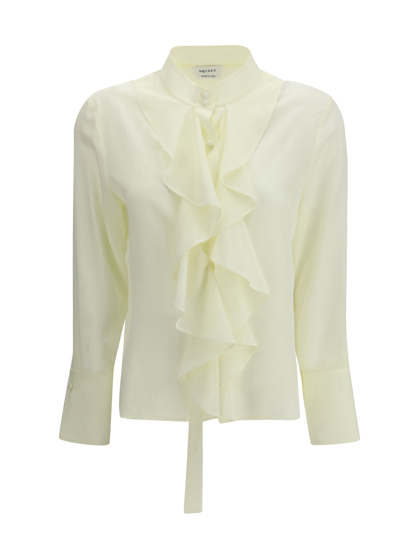 Ruffled Shirt Chalk White Silk